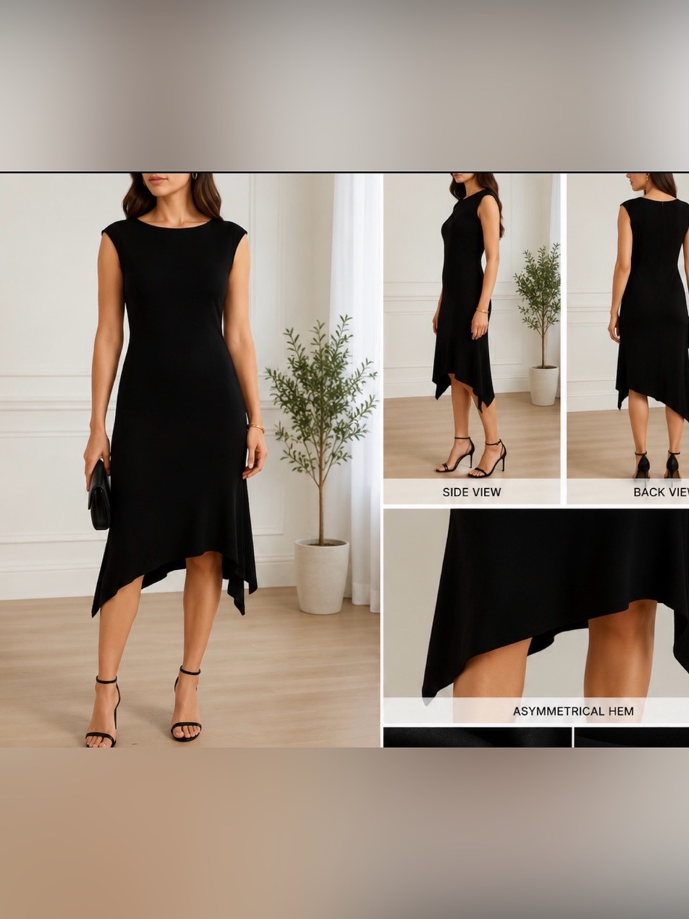 Ann Taylor Black Sleeveless Asymmetrical Hem Dress | Size Medium